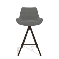 Tabouret de bar Padua 6457 en Cuir B400 (gris foncé), pieds en espresso, vue de face
