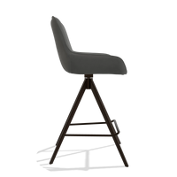 Tabouret de bar Padua 6457 en Cuir B400 (gris foncé), pieds en espresso, vue de profil