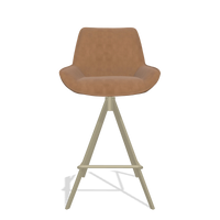 Sgabello da bar Padua 6457 in Pelle B501 (caramello), gambe in champagne, vista frontale