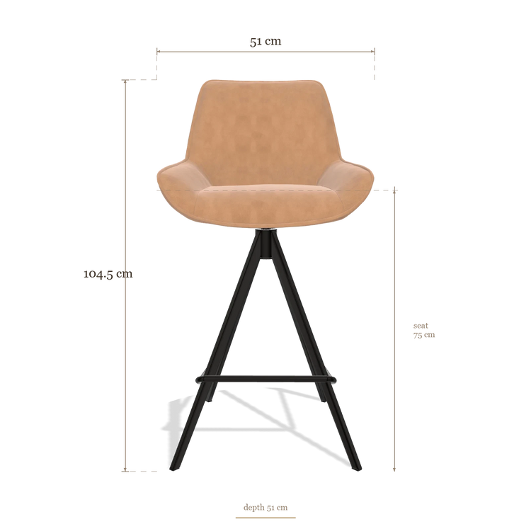 Sgabello da bar Padua 6457, dimensioni 51 x 51 x 104.5 cm