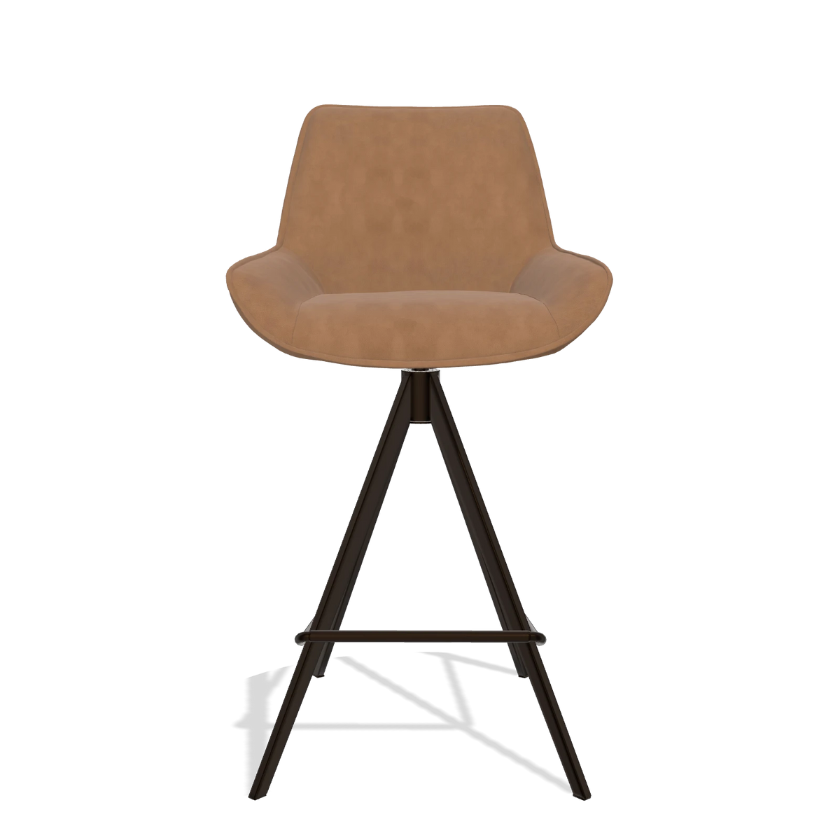 Sgabello da bar Padua 6457 in Pelle B501 (caramello), gambe in espresso, vista frontale