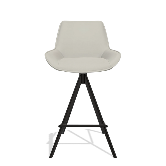 Sgabello da bar Padua 6457 in Pelle B506 (grigio chiaro), gambe in nero, vista frontale