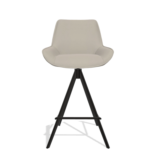 Sgabello da bar Padua 6457 in Pelle B514 (grigio chiaro), gambe in nero, vista frontale