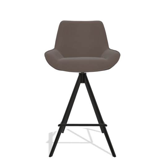 Sgabello da bar Padua 6457 in Pelle B535 (marrone), gambe in nero, vista frontale