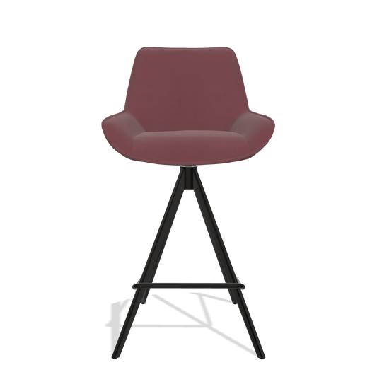 Sgabello da bar Padua 6457 in Pelle B554 (marrone), gambe in nero, vista frontale