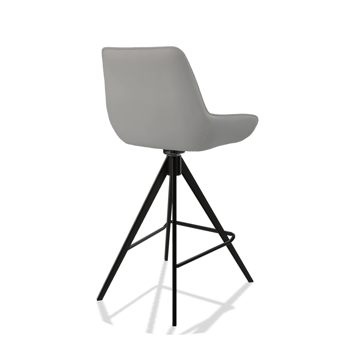 Taburete de bar Padua 6457 en Piel B904 (gris claro), patas en negro, vista trasera en ángulo