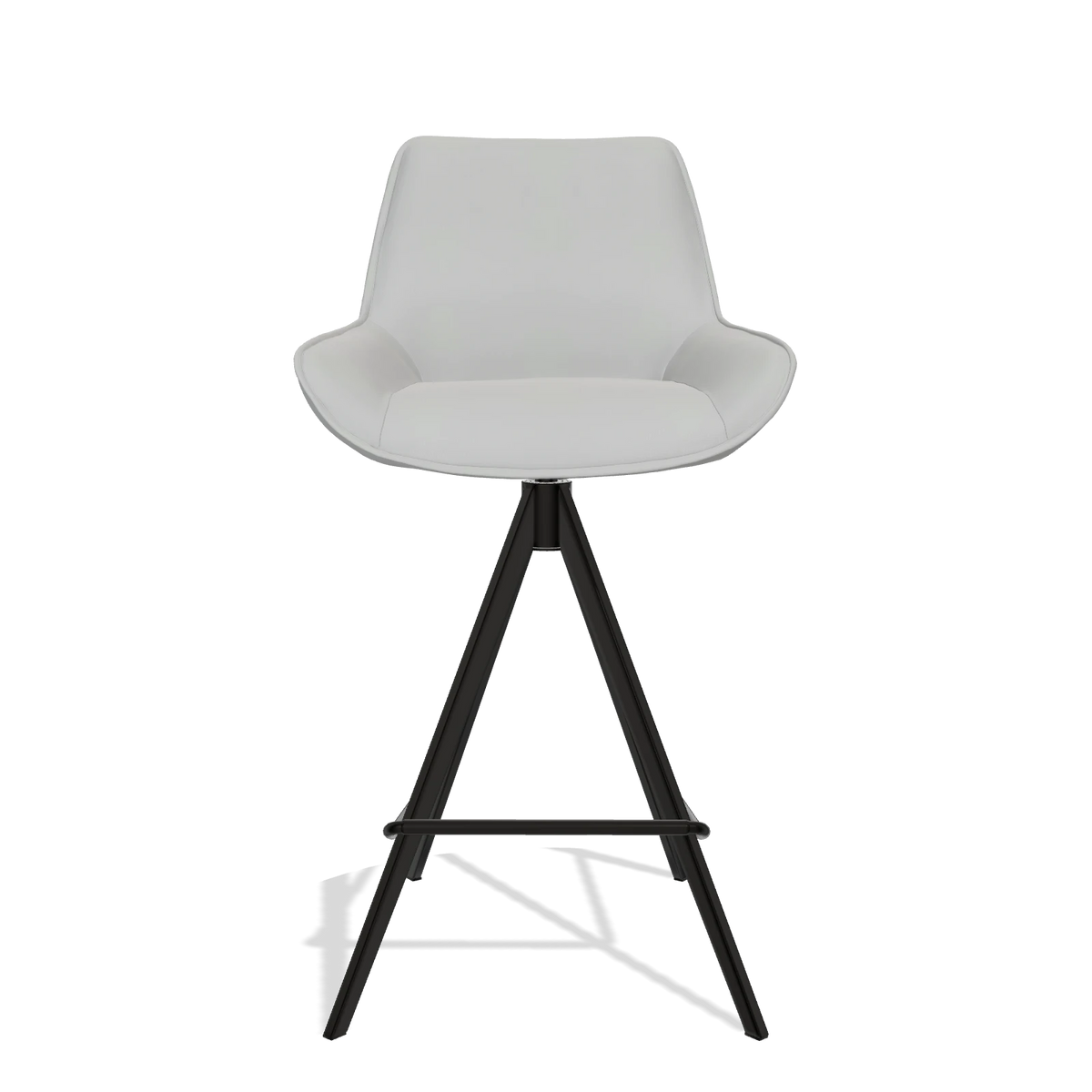 Taburete de bar Padua 6457 en Piel B904 (gris claro), patas en negro, vista frontal