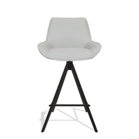 Taburete de bar Padua 6457 en Piel B904 (gris claro), patas en negro, vista frontal