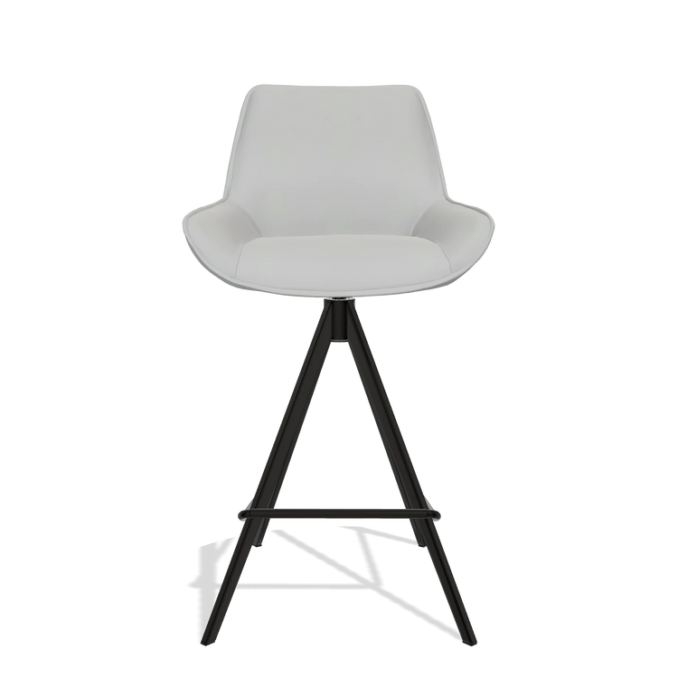 Taburete de bar Padua 6457 en Piel B904 (gris claro), patas en negro, vista frontal