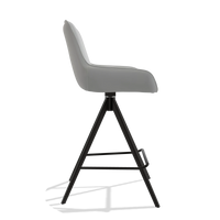 Taburete de bar Padua 6457 en Piel B904 (gris claro), patas en negro, vista lateral