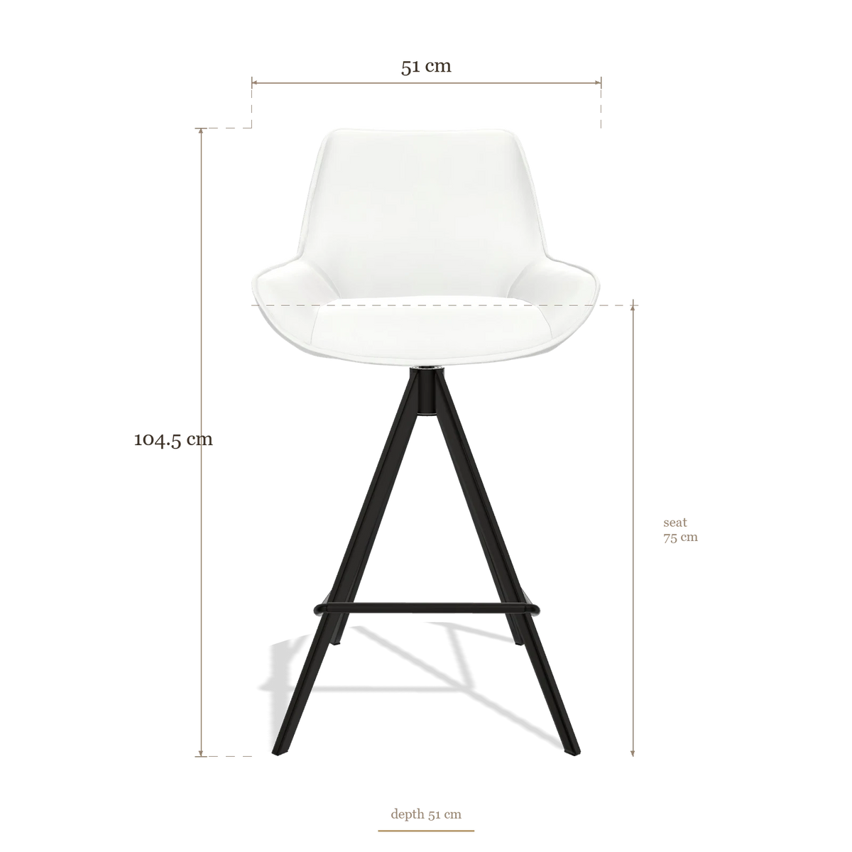Taburete de bar Padua 6457, medidas 51 x 51 x 104.5 cm