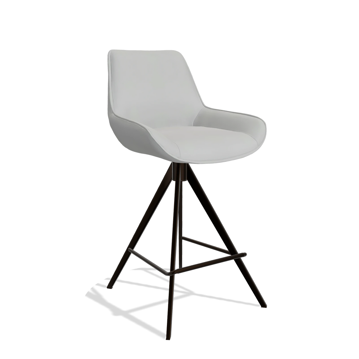 Taburete de bar Padua 6457 en Piel B904 (gris claro), patas en espresso, vista en ángulo