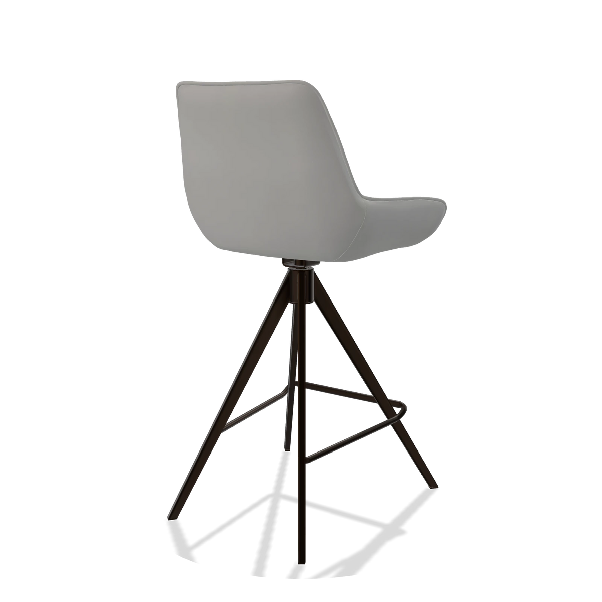 Taburete de bar Padua 6457 en Piel B904 (gris claro), patas en espresso, vista trasera en ángulo