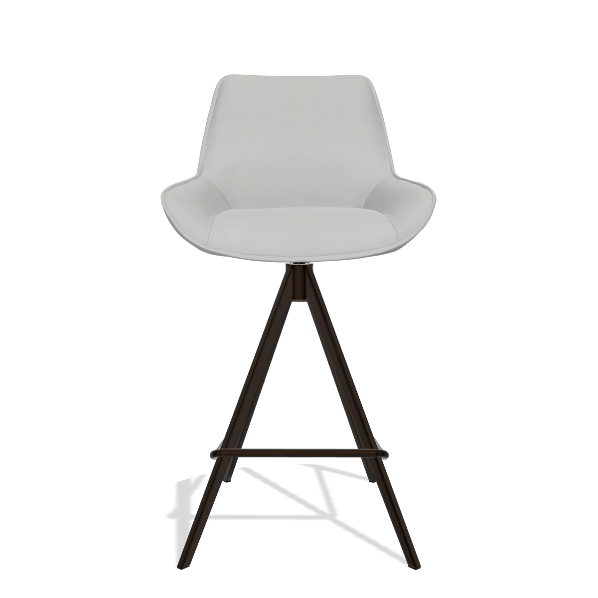 Taburete de bar Padua 6457 en Piel B904 (gris claro), patas en espresso, vista frontal
