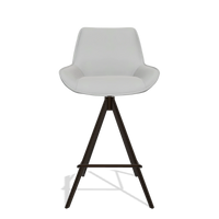Taburete de bar Padua 6457 en Piel B904 (gris claro), patas en espresso, vista frontal