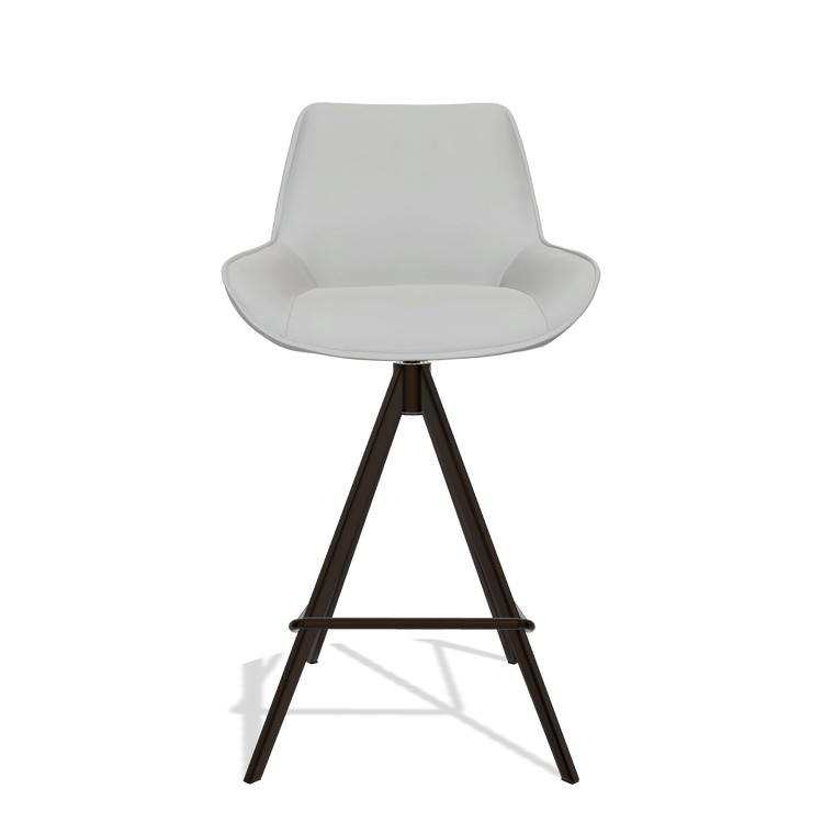 Taburete de bar Padua 6457 en Piel B904 (gris claro), patas en espresso, vista frontal