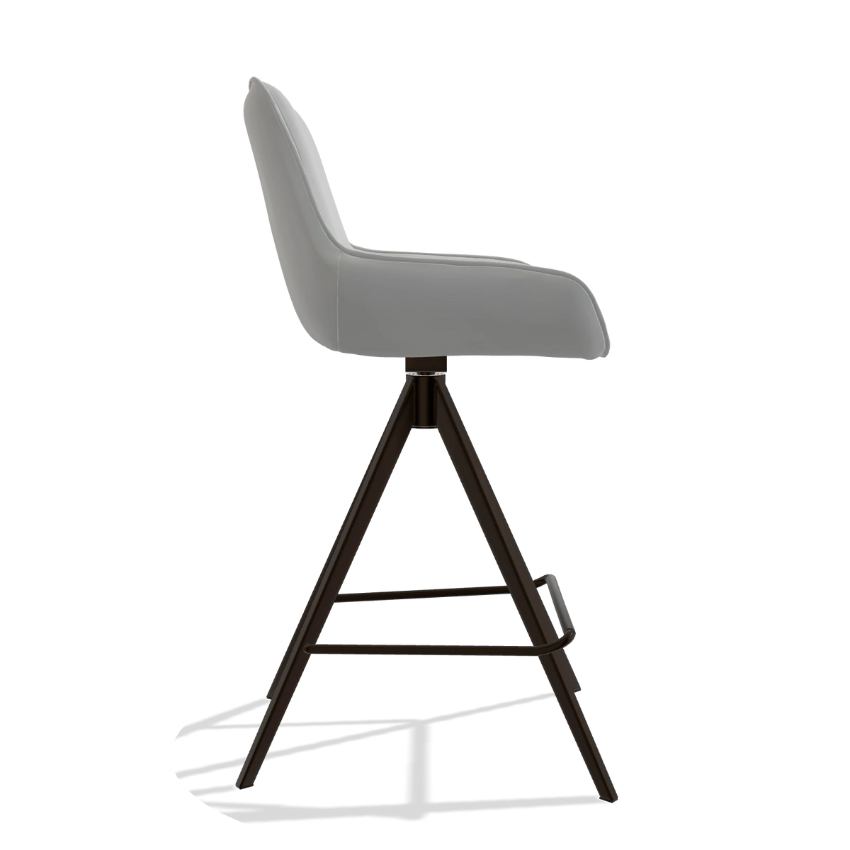 Taburete de bar Padua 6457 en Piel B904 (gris claro), patas en espresso, vista lateral