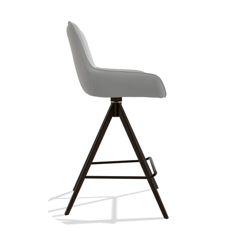 Taburete de bar Padua 6457 en Piel B904 (gris claro), patas en espresso, vista lateral