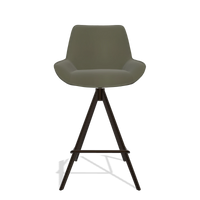 Bar Stool Padua 6457 in Leather B962 (dark grey), espresso legs, front view