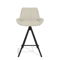 Barhocker Padua 6457 in Leder B971 (Hellgrau), Beine in Schwarz, Vorderansicht