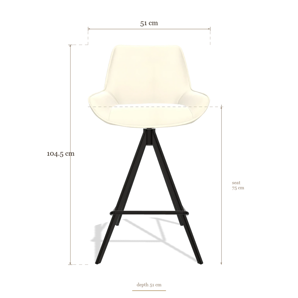 Barhocker Padua 6457, Maße 51 x 51 x 104.5 cm
