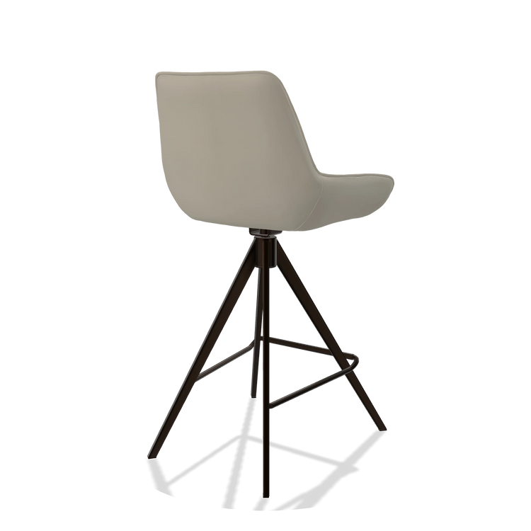 Barhocker Padua 6457 in Leder B971 (Hellgrau), Beine in Espresso, Schrägansicht von hinten