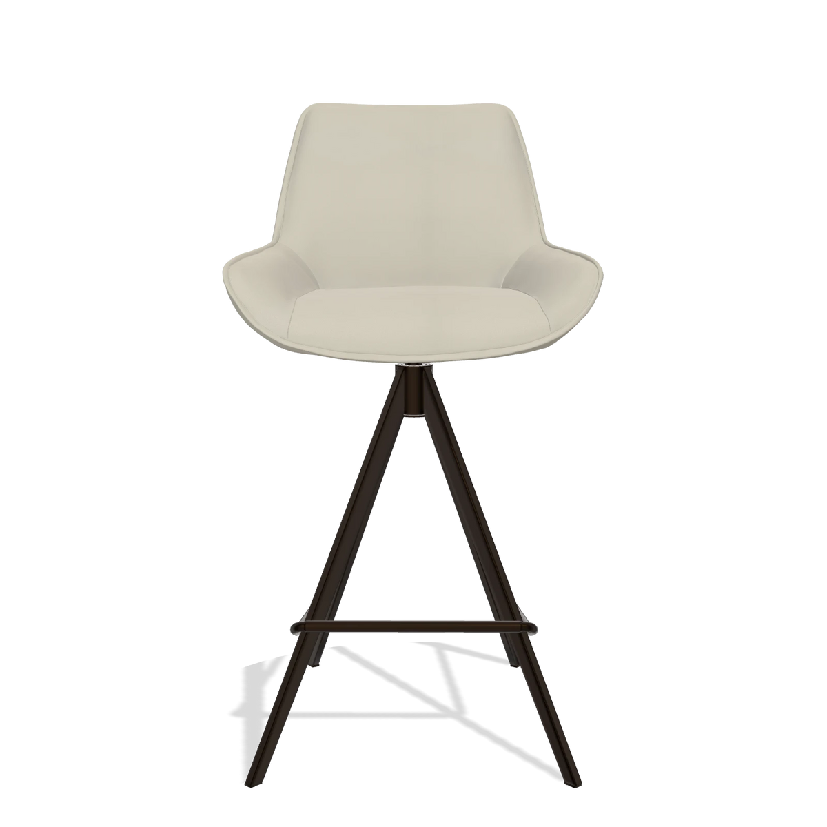 Barhocker Padua 6457 in Leder B971 (Hellgrau), Beine in Espresso, Vorderansicht