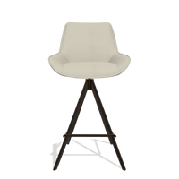 Barhocker Padua 6457 in Leder B971 (Hellgrau), Beine in Espresso, Vorderansicht