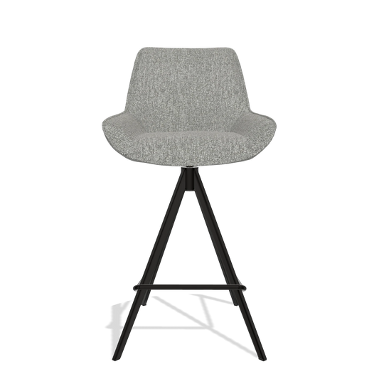 Bar Stool Padua 6457 in Lodge 40 fabric (grey), black legs, front view