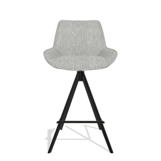 Bar Stool Padua 6457 in Lodge 60 fabric (greige), black legs, front view