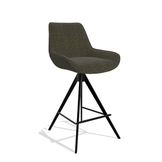 Sgabello da bar Padua 6457 in tessuto Niagara 502 (nero), gambe in nero, vista angolata