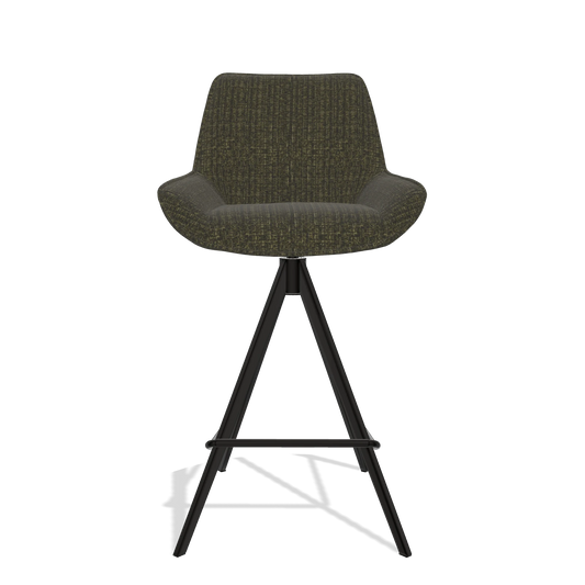 Sgabello da bar Padua 6457 in tessuto Niagara 502 (nero), gambe in nero, vista frontale