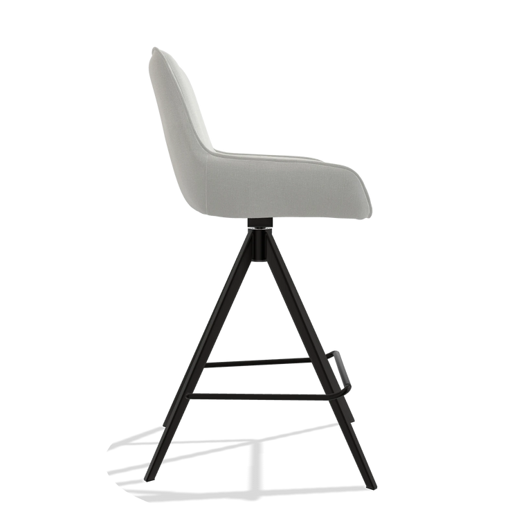 Barhocker Padua 6457 in Stoff Niagara 901 (Hellgrau), Beine in Schwarz, Seitenansicht