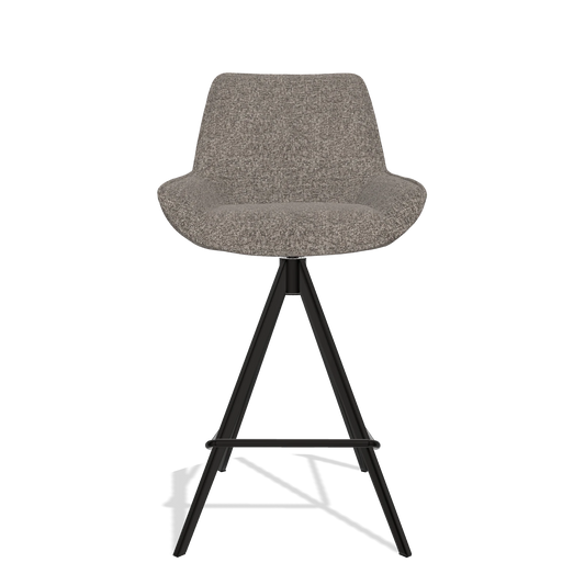 Sgabello da bar Padua 6457 in tessuto Oasis 108 (grigio scuro), gambe in nero, vista frontale