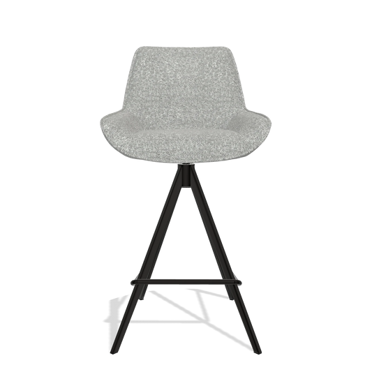 Sgabello da bar Padua 6457 in tessuto Oasis 40 (greige), gambe in nero, vista frontale