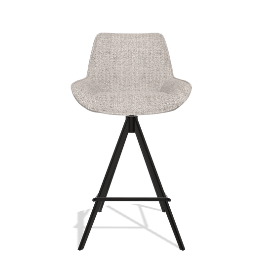 Sgabello da bar Padua 6457 in tessuto Oasis 91 (greige), gambe in nero, vista frontale