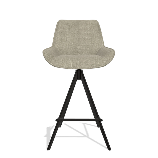 Sgabello da bar Padua 6457 in tessuto Rhythm 10 (verde salvia), gambe in nero, vista frontale