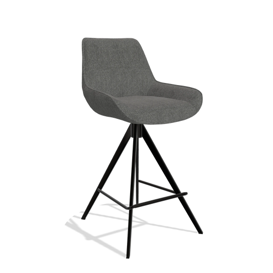 Sgabello da bar Padua 6457 in tessuto San Remo 800 (antracite), gambe in nero, vista angolata