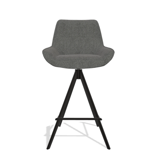 Sgabello da bar Padua 6457 in tessuto San Remo 800 (antracite), gambe in nero, vista frontale
