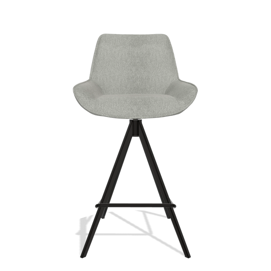 Sgabello da bar Padua 6457 in tessuto San Remo 901 (grigio), gambe in nero, vista frontale