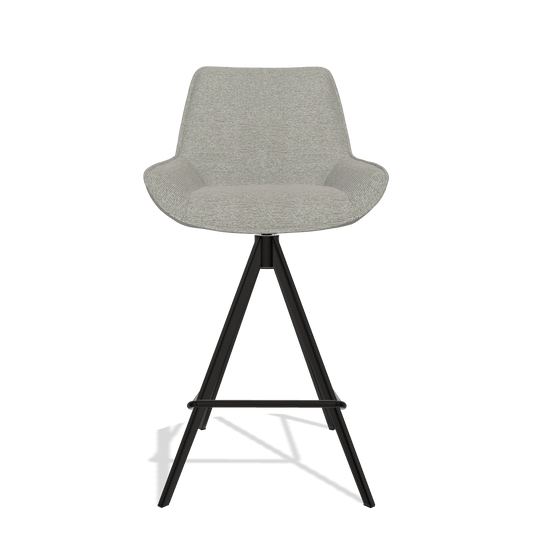 Sgabello da bar Padua 6457 in tessuto Sneak 01 (grigio), gambe in nero, vista frontale