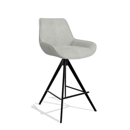 Sgabello da bar Padua 6457 in tessuto Sneak 110 (greige), gambe in nero, vista angolata