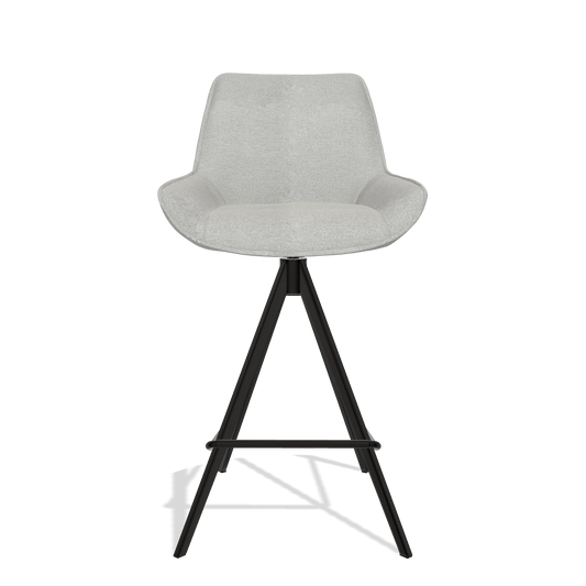 Sgabello da bar Padua 6457 in tessuto Sneak 110 (greige), gambe in nero, vista frontale