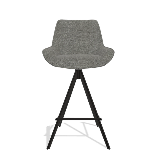 Sgabello da bar Padua 6457 in tessuto Sneak 12 (grigio scuro), gambe in nero, vista frontale