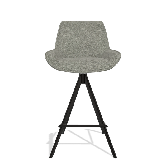 Sgabello da bar Padua 6457 in tessuto Sneak 149 (tortora), gambe in nero, vista frontale