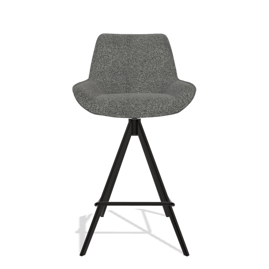 Sgabello da bar Padua 6457 in tessuto Sneak 65 (grigio scuro), gambe in nero, vista frontale