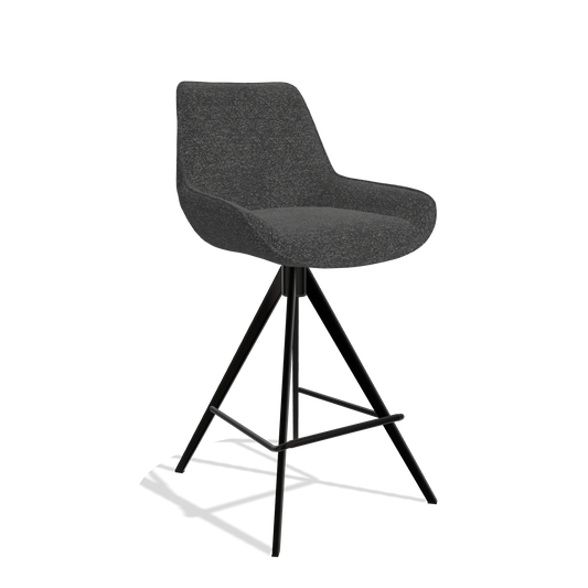 Sgabello da bar Padua 6457 in tessuto Sneak 67 (nero), gambe in nero, vista angolata