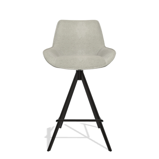 Sgabello da bar Padua 6457 in tessuto Stella 01 (greige), gambe in nero, vista frontale