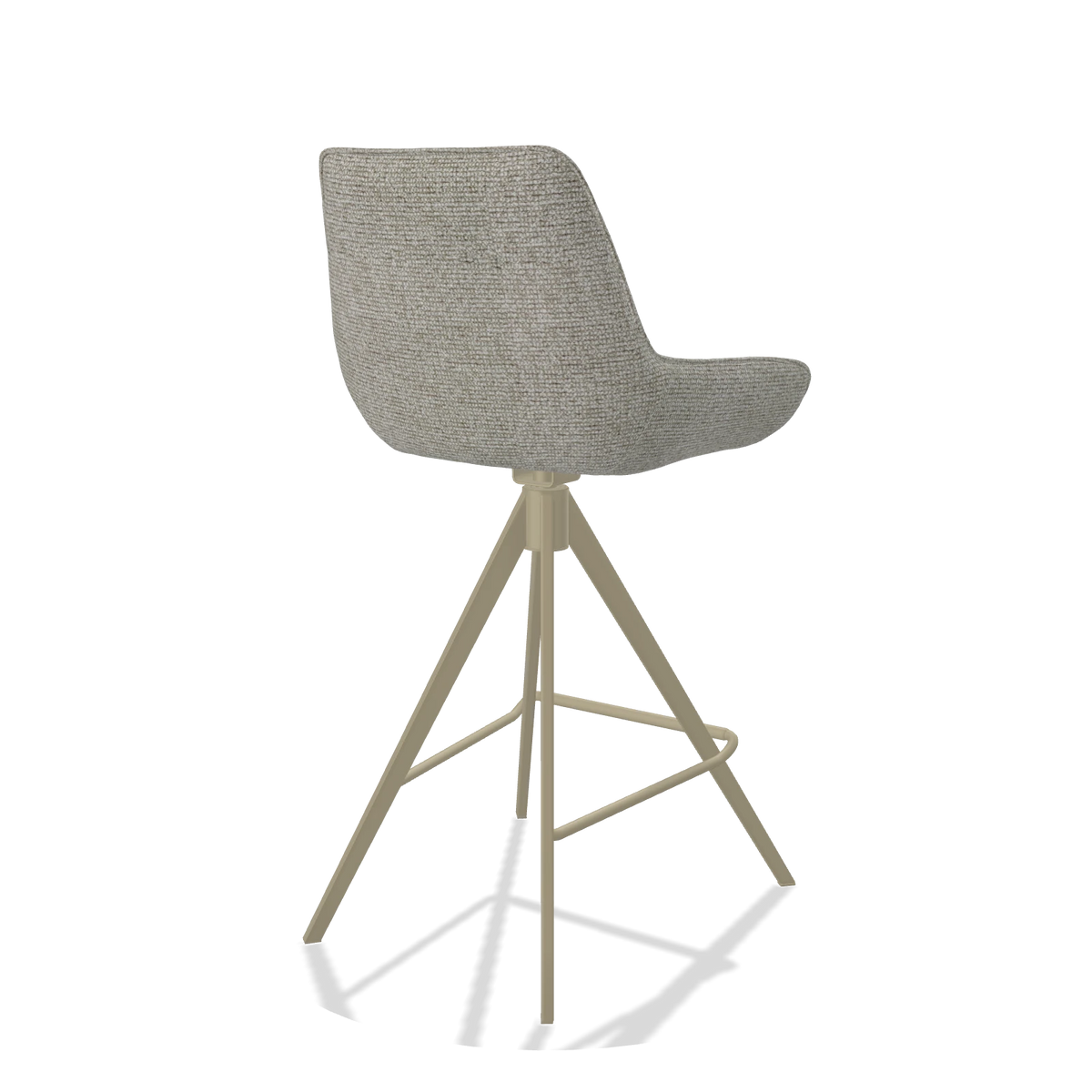 Tabouret de bar Padua 6457 en tissu Taurus 01 (grège), pieds en champagne, vue de trois-quarts arrière