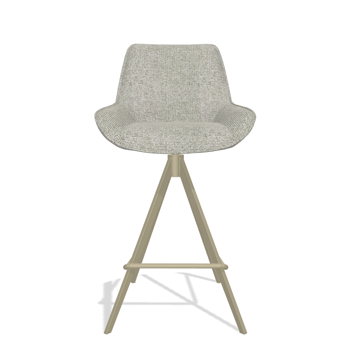 Tabouret de bar Padua 6457 en tissu Taurus 01 (grège), pieds en champagne, vue de face